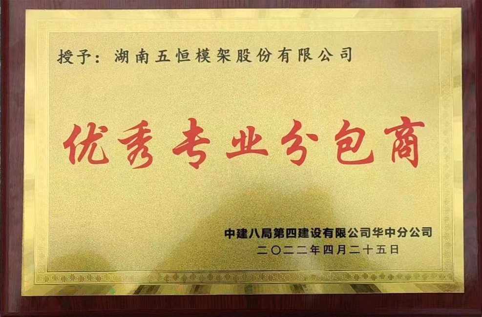 合肥長鑫優秀分包商牌匾